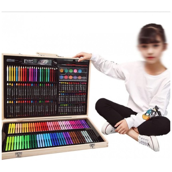 Encontraproduto.com.br - Kit de Pintura XARONF com 251 Peças e Caixa de madeira Portátil, Marrom Claro