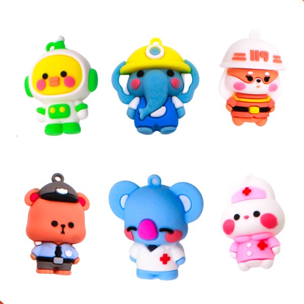 Encontraproduto.com.br - PINGENTE ANIMAIS VARIADOS 50MM EMBORRACHADO COM 16 PEÇAS
