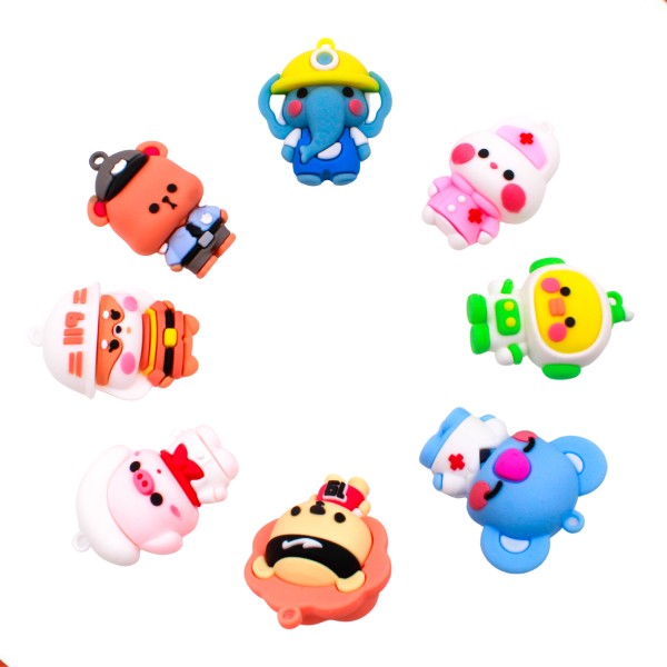 Encontraproduto.com.br - PINGENTE ANIMAIS VARIADOS 50MM EMBORRACHADO COM 16 PEÇAS