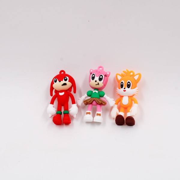 Encontraproduto.com.br - KIT PINGENTE TURMA DO SONIC 65MM EMBORRACHADO COM 12 PEÇAS