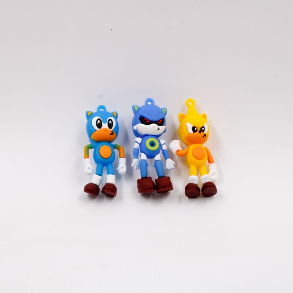 Encontraproduto.com.br - KIT PINGENTE TURMA DO SONIC 65MM EMBORRACHADO COM 12 PEÇAS