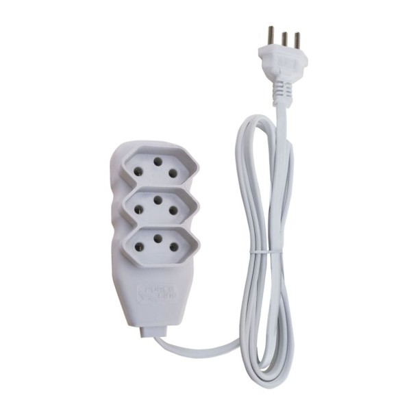 Encontraproduto.com.br - Extensão 3 tomadas 5,0 Metros 10A Branco Forceline