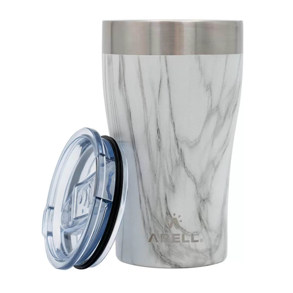 Copo Térmico Arell Tulip 500ml com Tampa Acrílica - Mármore Branco