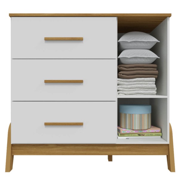 Encontraproduto.com.br - Quarto de Bebê Completo 2 peças Peroba Guti 4 Portas - Branco/Amendoa