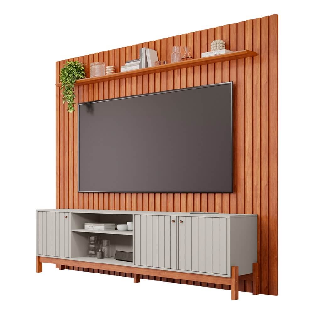 Painel Permóbili Maragogi + Bancada Permóbili Holanda - Off White/Cinamomo