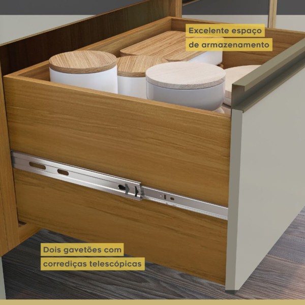 Encontraproduto.com.br - Cozinha modulada Nesher Baronesa 5 peças com Forno Duplo - Freijó/Off White