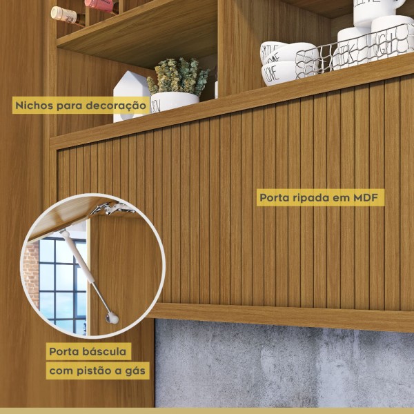 Encontraproduto.com.br - Cozinha modulada Nesher Baronesa 5 peças com Forno Duplo - Freijó/Off White