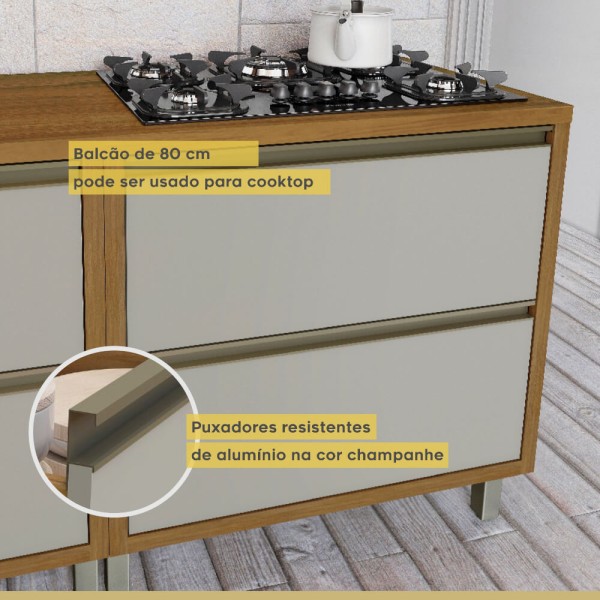 Encontraproduto.com.br - Cozinha modulada Nesher Baronesa 5 peças com Forno Duplo - Freijó/Off White