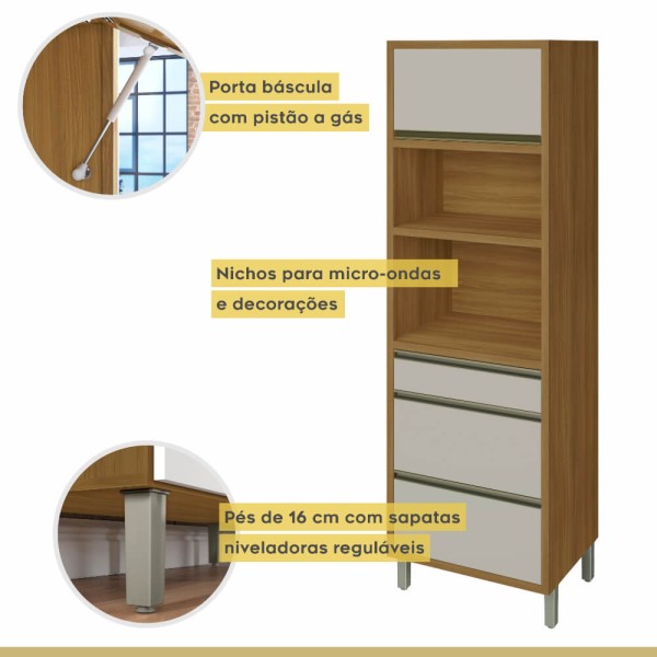 Encontraproduto.com.br - Cozinha modulada Nesher Baronesa 5 peças com Forno Duplo - Freijó/Off White