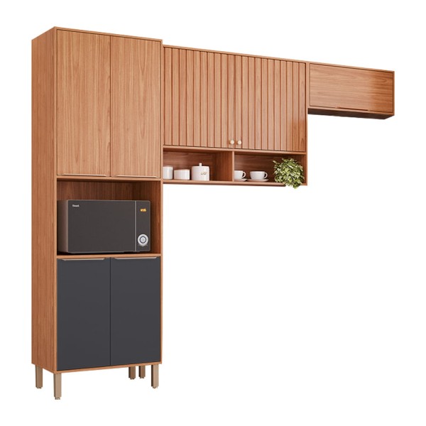 Encontraproduto.com.br - Cozinha modulada MGM Divina 270cm 3 Peças 7 Portas - Cinamomo/Titanium