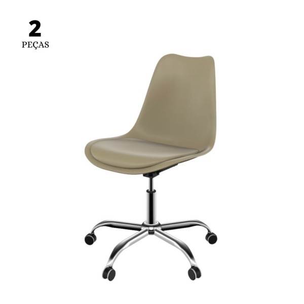 Encontraproduto.com.br - Conjunto Com 2 Cadeiras Saarinen Office Nude Empório Tiffany Base Em Aço Cromado