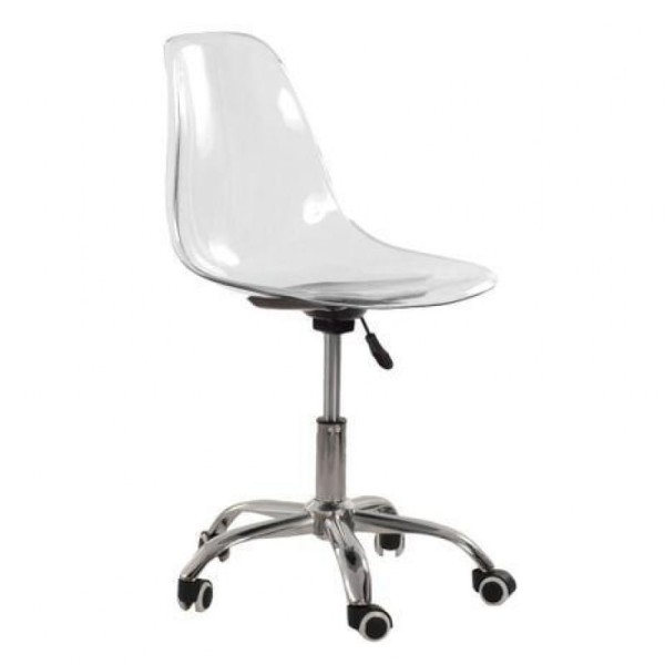 Cadeira Eames Transparente Empório Tiffany Office Cromada