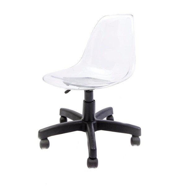 Cadeira Eames Office Transparente Empório Tiffany Base Preta