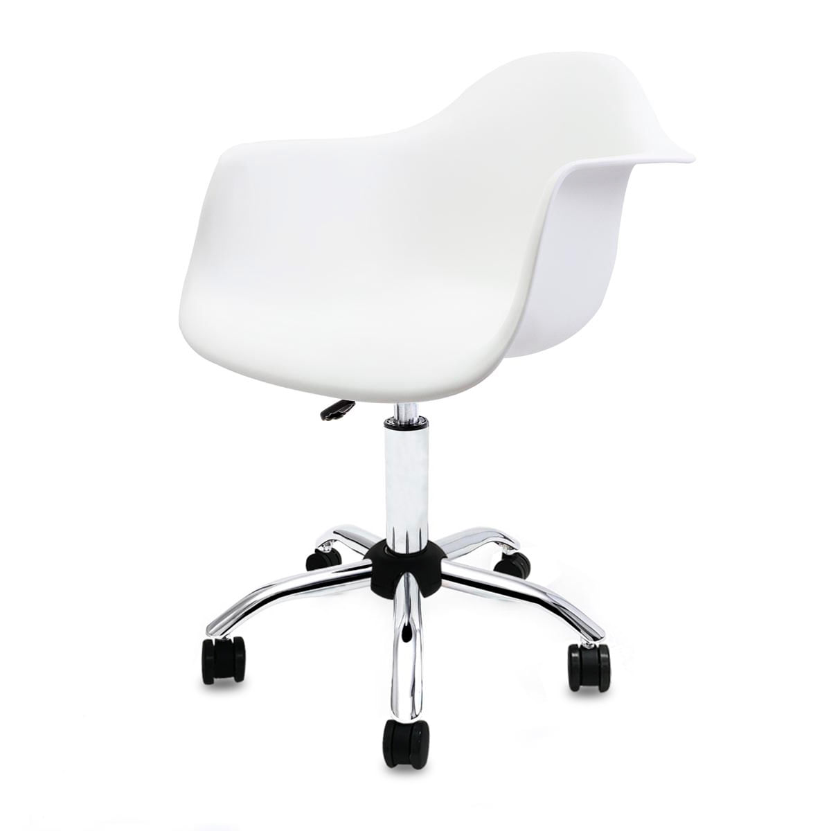 Conjunto Com 2 Cadeiras Eames Office Com Braço Office Branca Empório Tiffany Base Em Aço Cromado