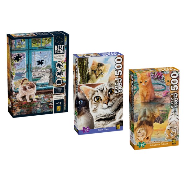 Encontraproduto.com.br - Combo Quebra-cabeças Paraíso dos Gatos
