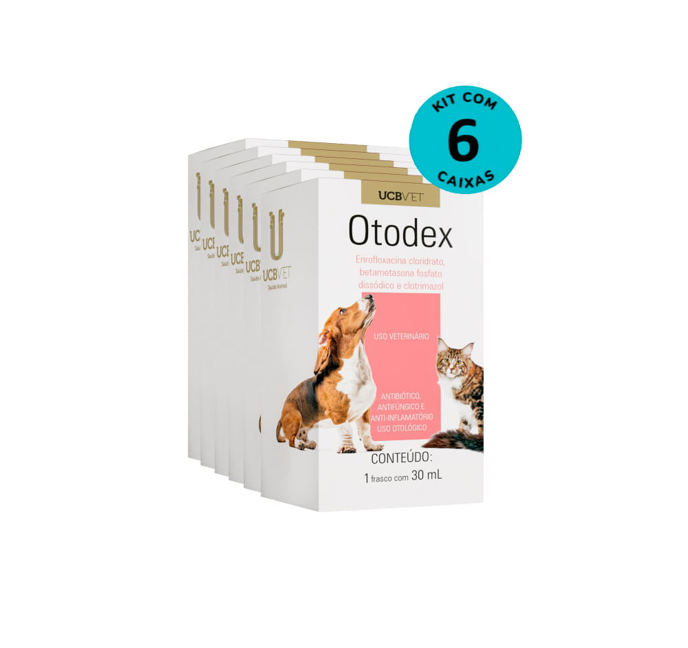 Encontraproduto.com.br - Kit Anti-Inflamatório Otodex UCBVET 30ml - com 6 unidades