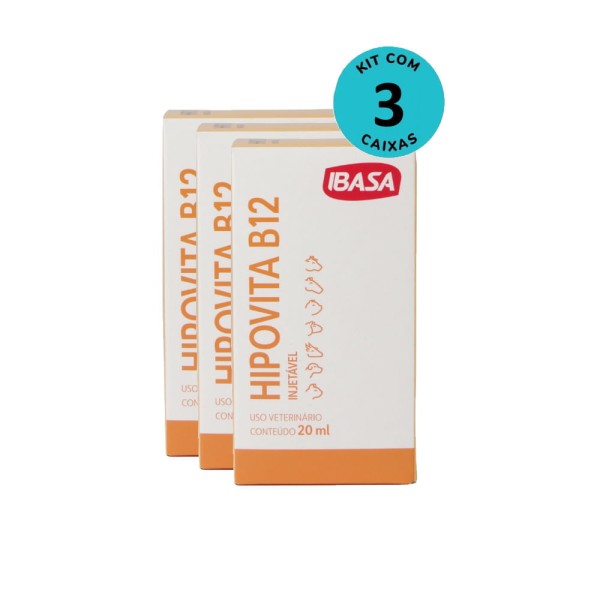 Encontraproduto.com.br - Kit Suplemento Hipovita B12 Injetável Ibasa 20ml - com 3 unidades