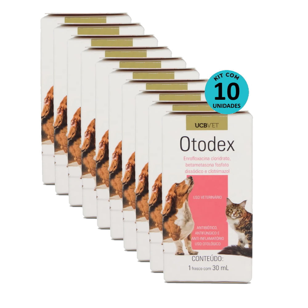 Encontraproduto.com.br - Kit Anti-Inflamatório Otodex UCBVET 30ml - com 10 unidades