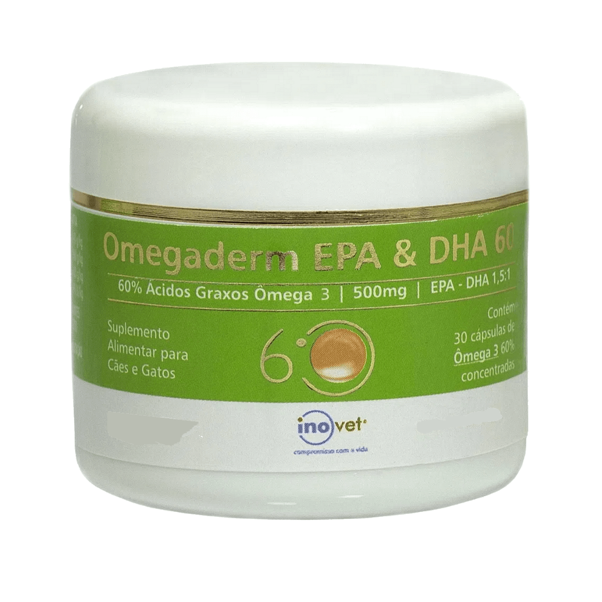 Encontraproduto.com.br - Omegaderm EPA & DHA 60 Suplemento P/ Cães e Gatos 500mg C/ 30 cáp. Inovet Kit com 3