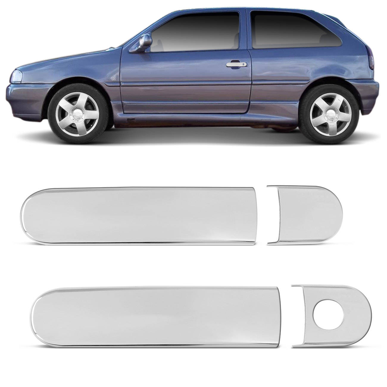 Aplique Cromado Maçaneta Gol Saveiro Parati G2 1996 a 2000 2 Portas Encaixe Perfeito