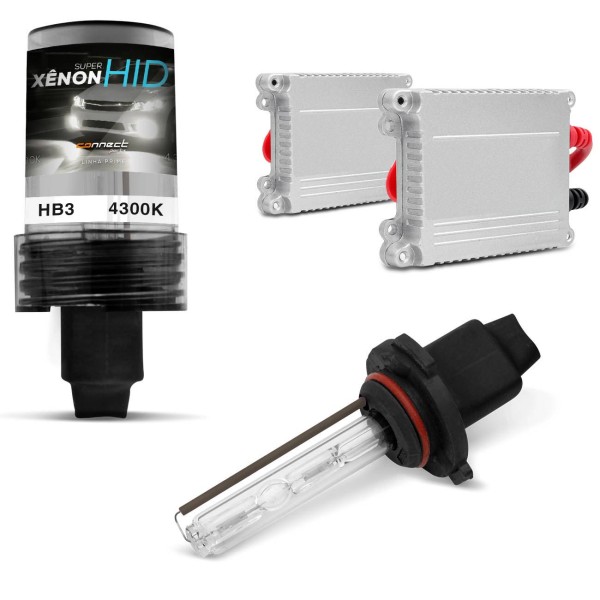 Kit Xênon Completo HB3 4300K 12V 35W Tonalidade Branca com Reator Função Anti Flicker