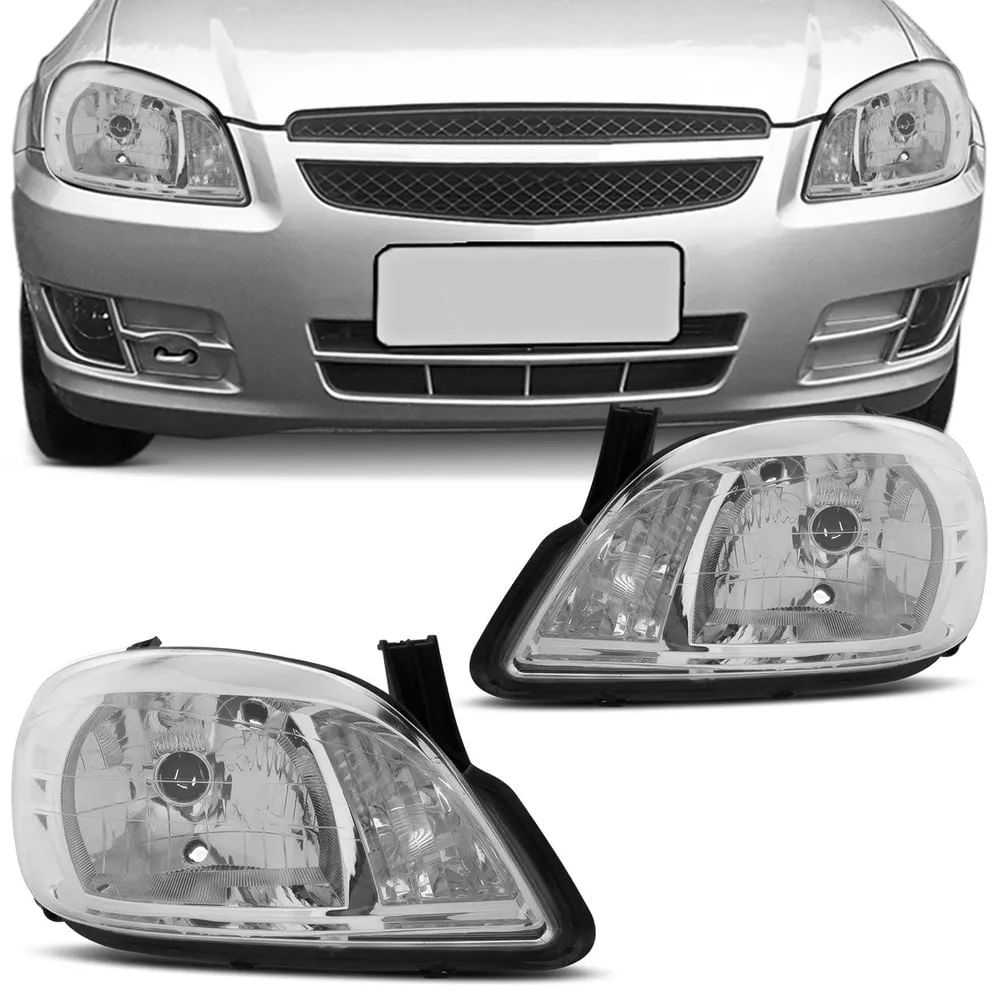 Farol Celta 2006 a 2015 Prisma 2007 2008 2009 2010 2011 2012 Máscara Cromada Foco Simples