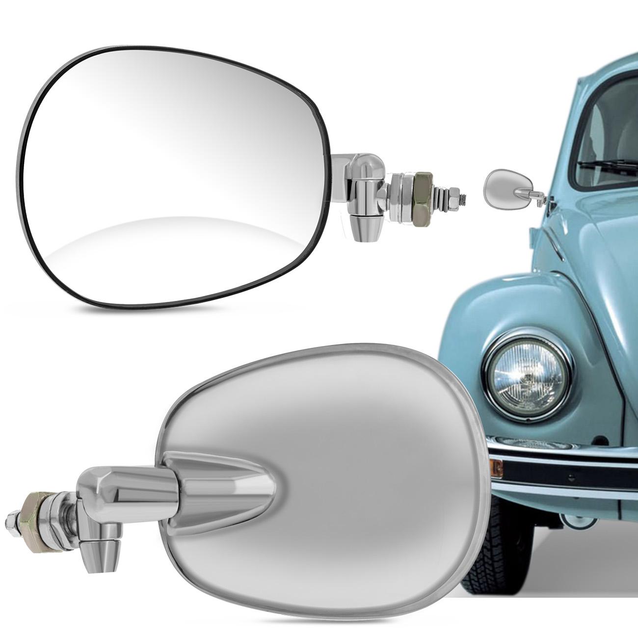 Retrovisor Fusca Brasilia Variant TL TC 1959 a 1996 Cromado Aço Inox com Espelho Manual
