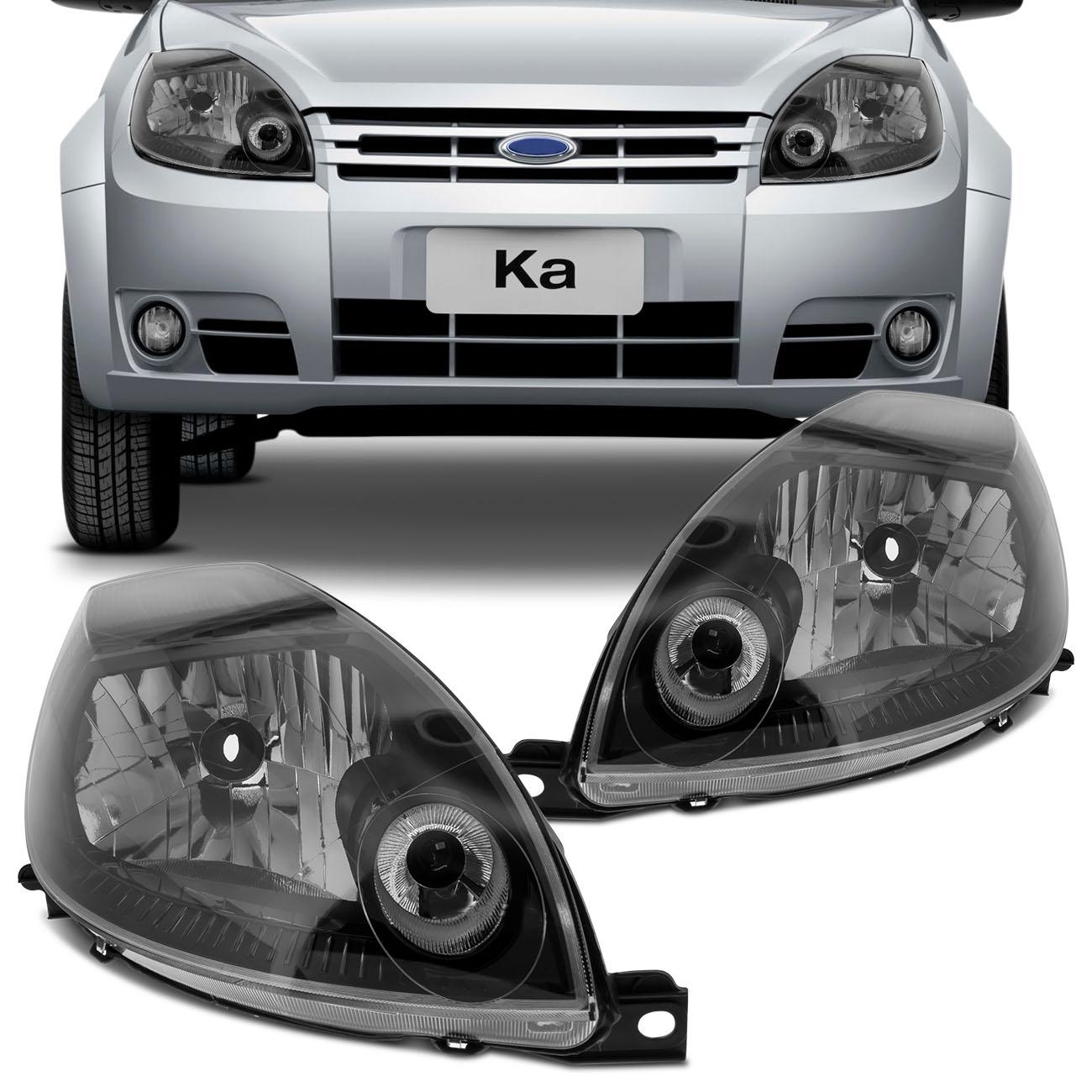 Farol Ford Ka 2008 2009 2010 2011 2012 2013 Mascara Negra Foco Simples