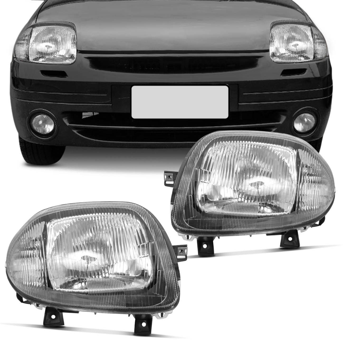 Farol Renault Clio Hatch Sedan 2000 2001 2002 Foco Simples