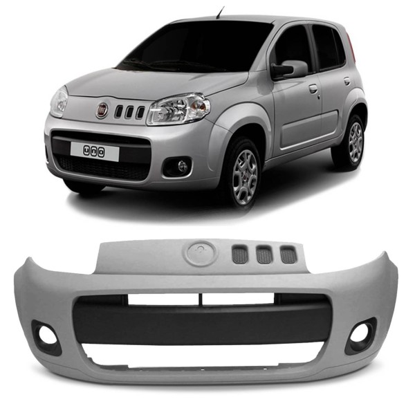 Encontraproduto.com.br - Parachoque Dianteiro Novo Uno 2010 a 2014 Fiorino 2014 a 2021 Cinza Primer Parcial com Furo Milha