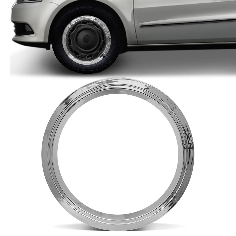 Encontraproduto.com.br - Sobre Aro Cromado Universal Aro 15 ABS Compatível Rodas de Ferro Originais Fixação Pressão