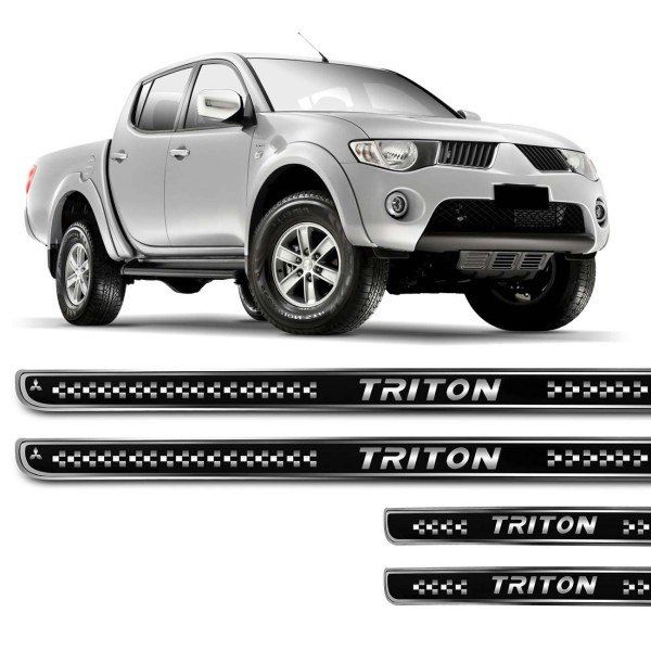 Encontraproduto.com.br - Jogo de Soleira Resinada L200 Triton 2012 a 2022 Preto com Grafia 4 Peças