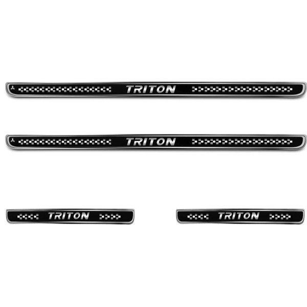 Encontraproduto.com.br - Jogo de Soleira Resinada L200 Triton 2012 a 2022 Preto com Grafia 4 Peças