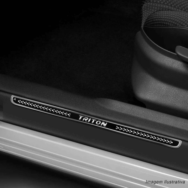 Encontraproduto.com.br - Jogo de Soleira Resinada L200 Triton 2012 a 2022 Preto com Grafia 4 Peças
