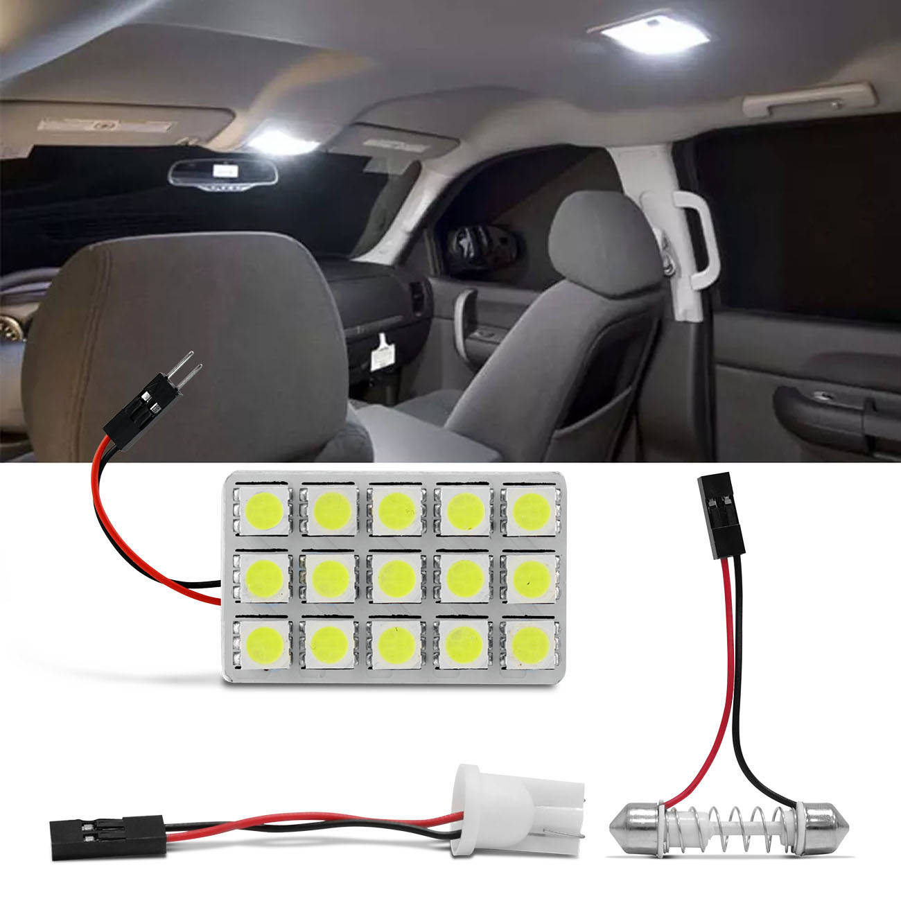 Lâmpada LED Torpedo Pingo T10 15 LEDs 3W 12V Luz Branca Aplicação Teto e Placa