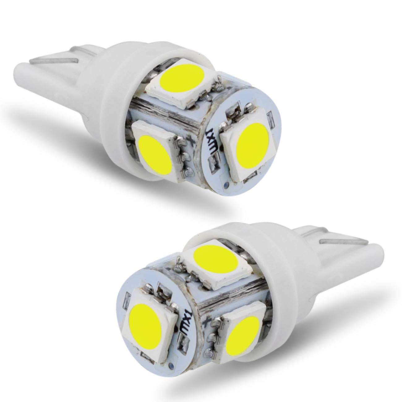 Par Lâmpadas LED T10 W5W Pingo 5 LEDs 12V 1,5W Tonalidade Branca Aplicação Farol Meia Luz