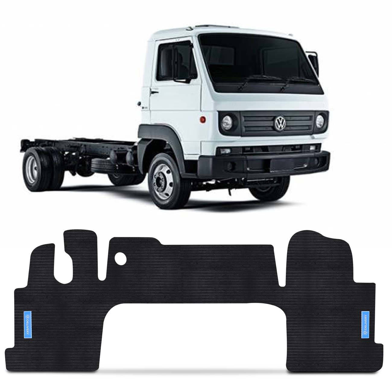 Tapete Borracha Caminhão Delivery 2007 a 2018 Preto com Grafia e Logo Antiderrapante