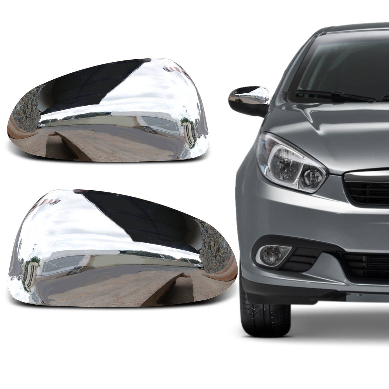 Capa de Retrovisor Fiat Grand Siena 2012 a 2018 Cromada Encaixe Sob Medida
