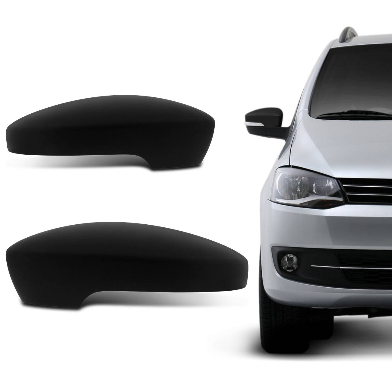 Capa Retrovisor Gol G6 2013 a 2016 Fox 2010 a 2018 Up 2014 a 2018 Preta com Seta