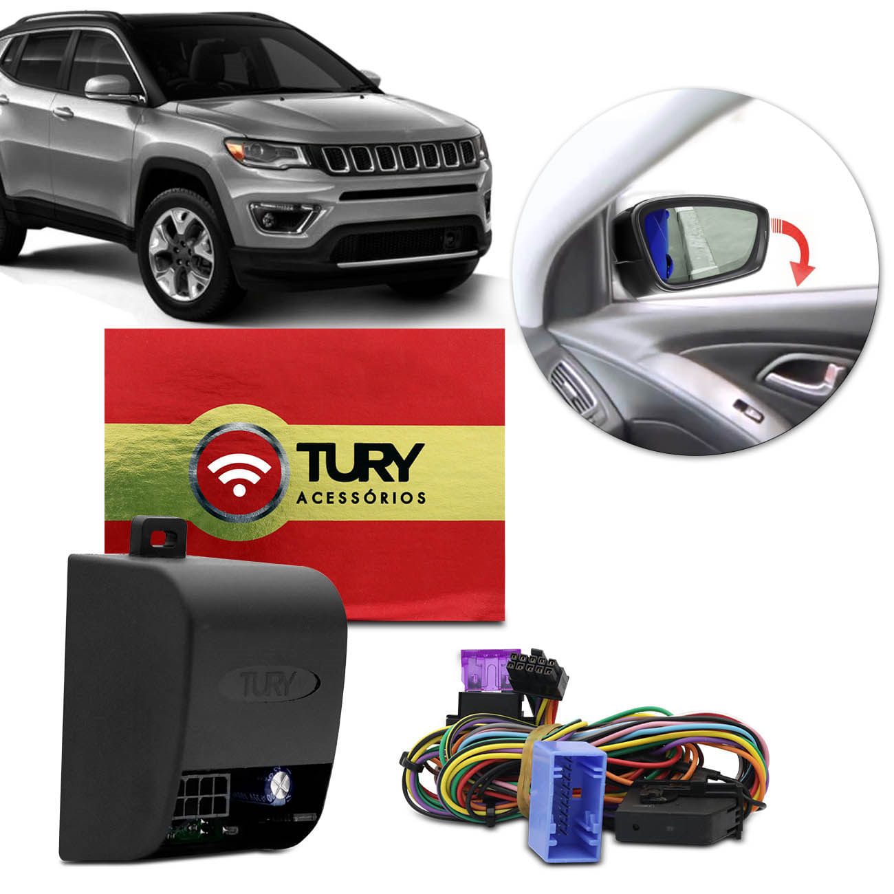 Módulo Retrovisor Elétrico Jeep Compass 2017 2018 2019 Plug Assistente Manobra Tury PARK 1.2.4 DG