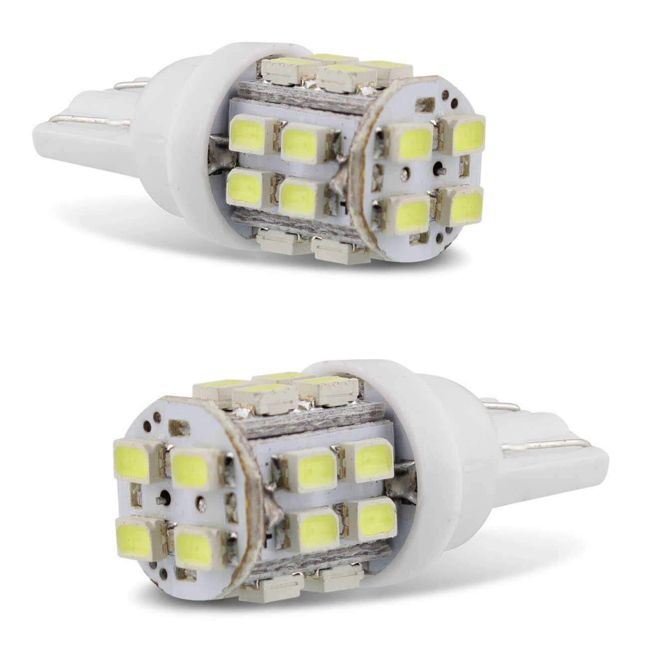 Par Lâmpadas LED T10 W5W Pingo 20 LEDs 4W 12V Luz Branca Aplicação Farol Meia Luz