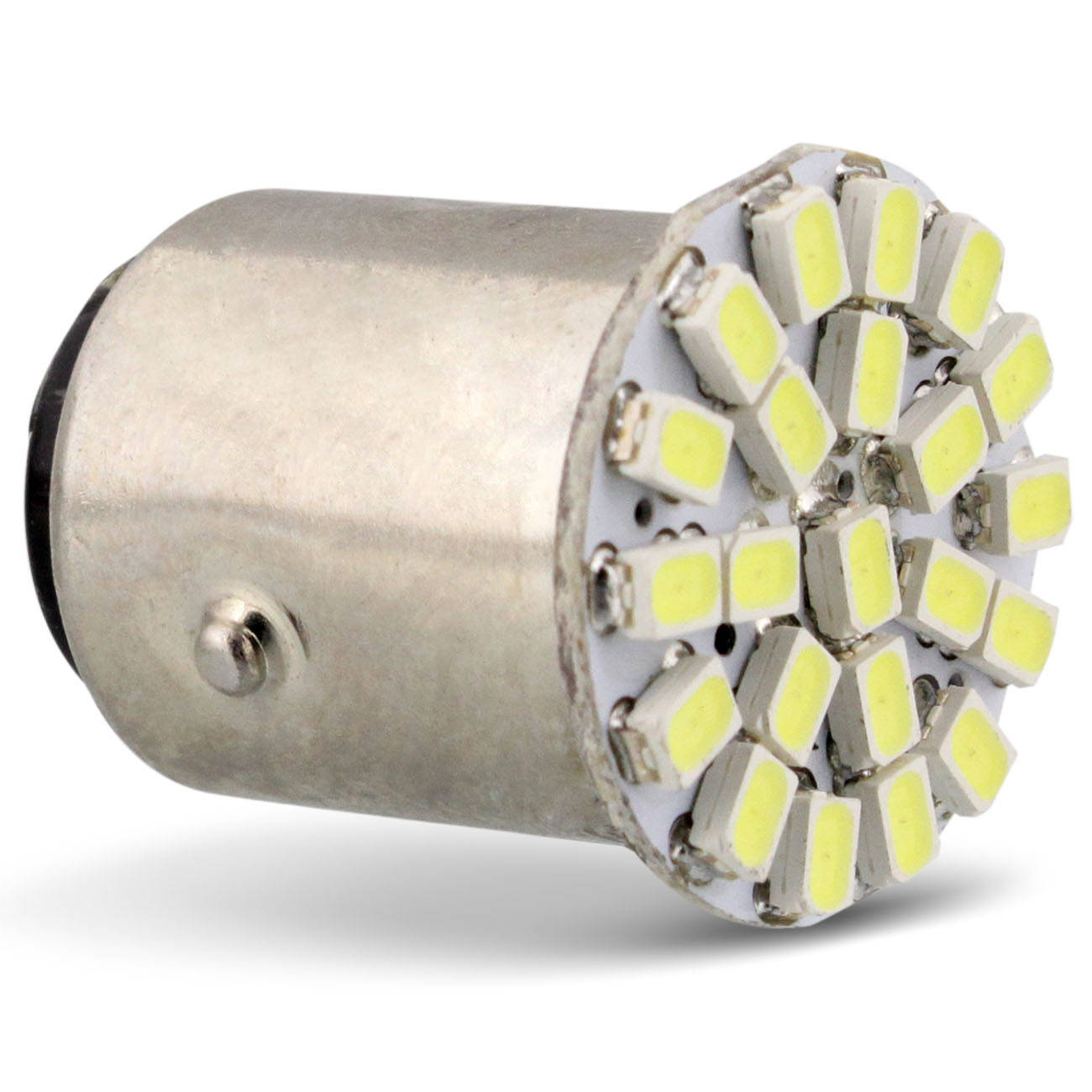 Lâmpada LED 2 Polos Pinos Desencontrados 22 LEDs 2W 24V Luz Branca Aplicação Freio Caminhão