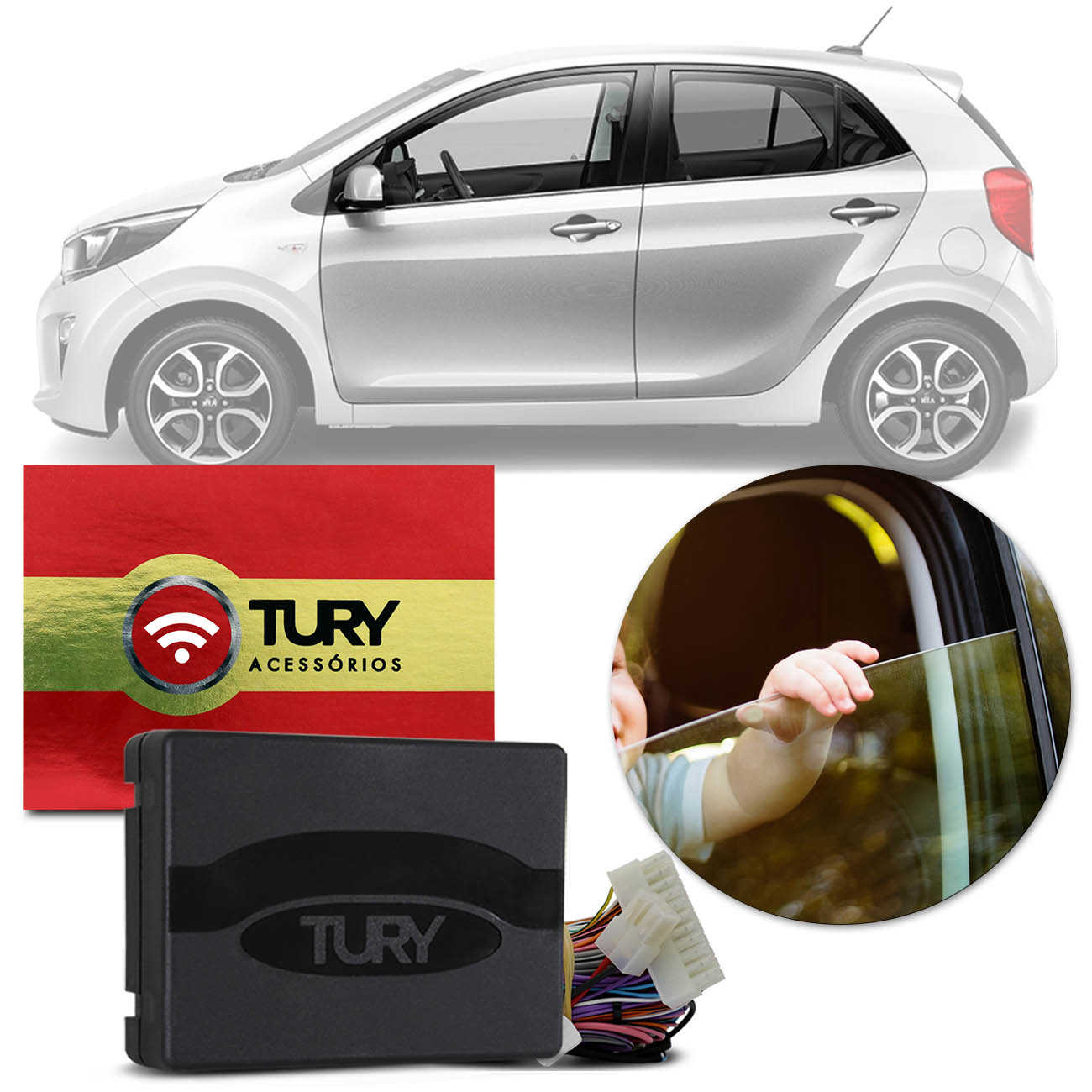 Módulo Vidro Elétrico Kia Picanto 2012 2013 2014 2015 2016 2017 Antiesmagamento Tury PRO 4.11 T