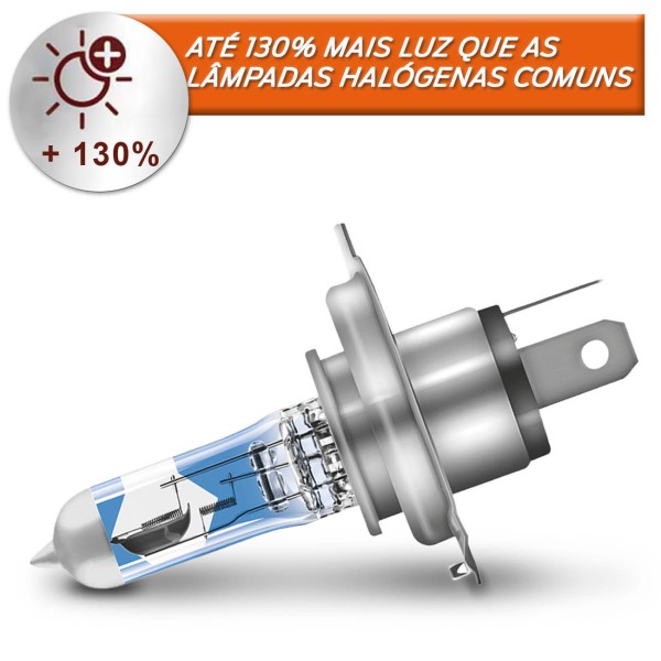 Encontraproduto.com.br - Par Lâmpada Osram Halógena H4 Onix 2012 2013 2014 2015 3900K Night Breaker 55W 12V Farol
