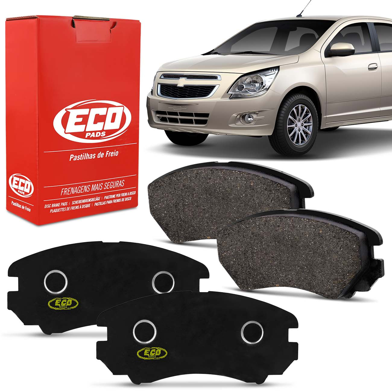 Jogo de Pastilha de Freio Dianteira Chevrolet Cobalt 1.4 1.8 2012 a 2019 Modelo Girling Ecopads