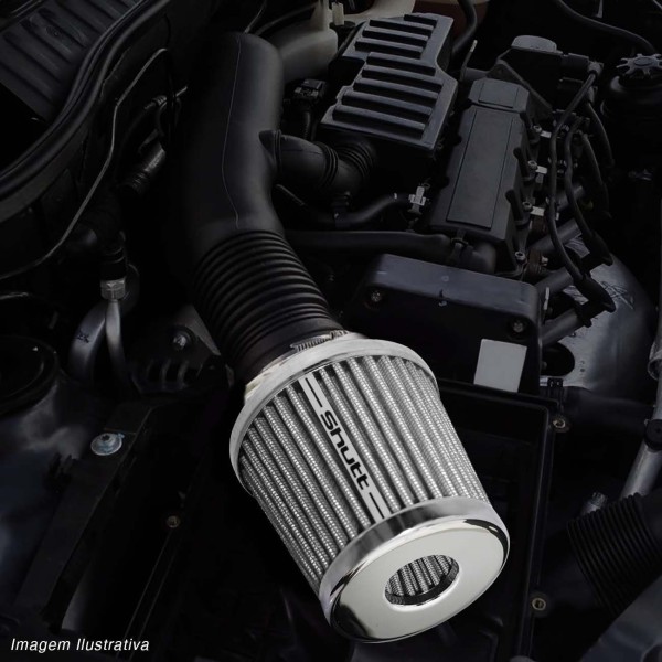 Encontraproduto.com.br - Filtro de Ar Esportivo Duplo Fluxo 72mm Cônico Lavável Shutt Base Cromada Maior Potência Tuning