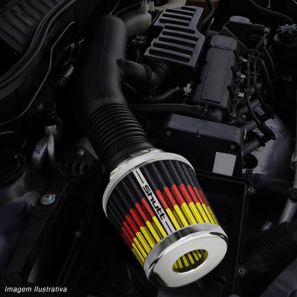 Encontraproduto.com.br - Filtro De Ar Esportivo Duplofluxo 62 72Mm Cônico Lavável Shutt Base De Aço Cromada Potência Tuning