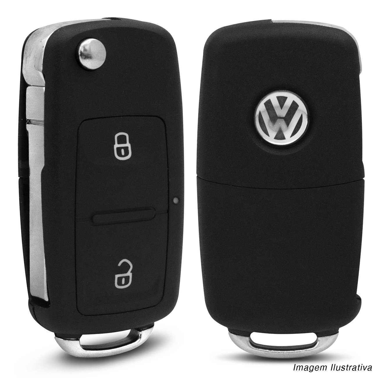 Chave Canivete Volkswagen Gol Voyage G6 G7 UP Jetta SpaceFox 2012 a 2019 2 Botões Com Lâmina Preto