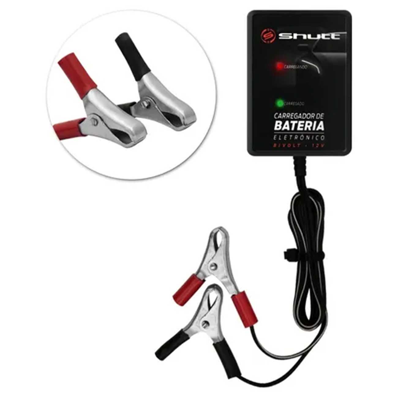 Carregador de Bateria Automotiva 12V 2A Portátil Bivolt Auxiliar de Partida Carro Moto Barco Shutt