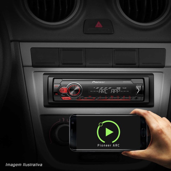 Encontraproduto.com.br - Rádio Automotivo Pioneer MVH-S118UI MP3 Player Media Receiver Android Iphone + Falantes Bicho Papão